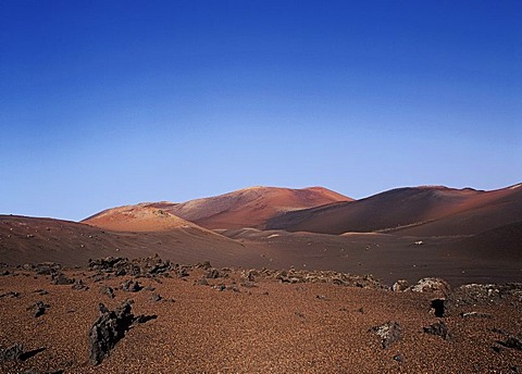 Landscape, volcanic landscape, Montanas del Fuego, Parque Nacional de Timanfaya, Lanzarote, Canary Islands, Spain, Europe