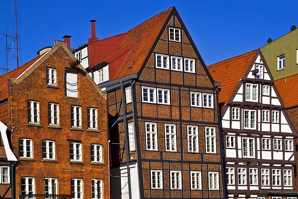 Historic timber-framed houses in Hamburg, Deichstrasse, Nikolaifleet, Altstadt district, Hamburg, Germany, Europe