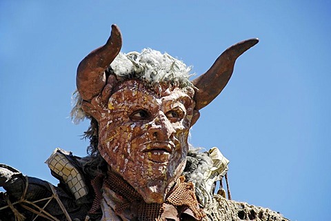 Red demon devil mask, portrait, knight festival Kaltenberger Ritterspiele, Kaltenberg, Upper Bavaria, Germany