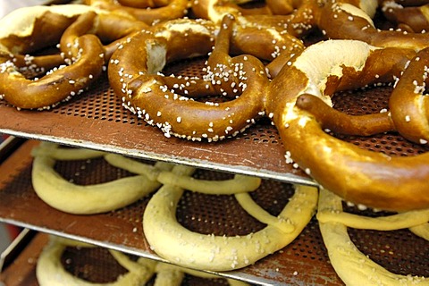 Bakery, pretzel. assortment of goods.