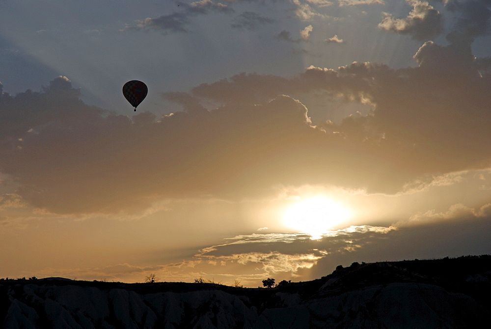 Hot-air balloon, sunrise, Cappadocia, Turkey, Asia