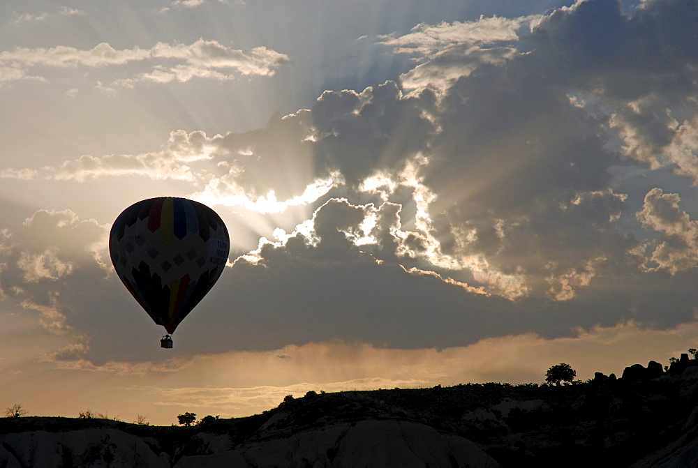 Hot-air balloon, sunrise, Cappadocia, Turkey, Asia