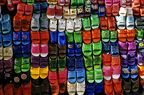 Plastic slippers, bazaar in Kashan, Iran