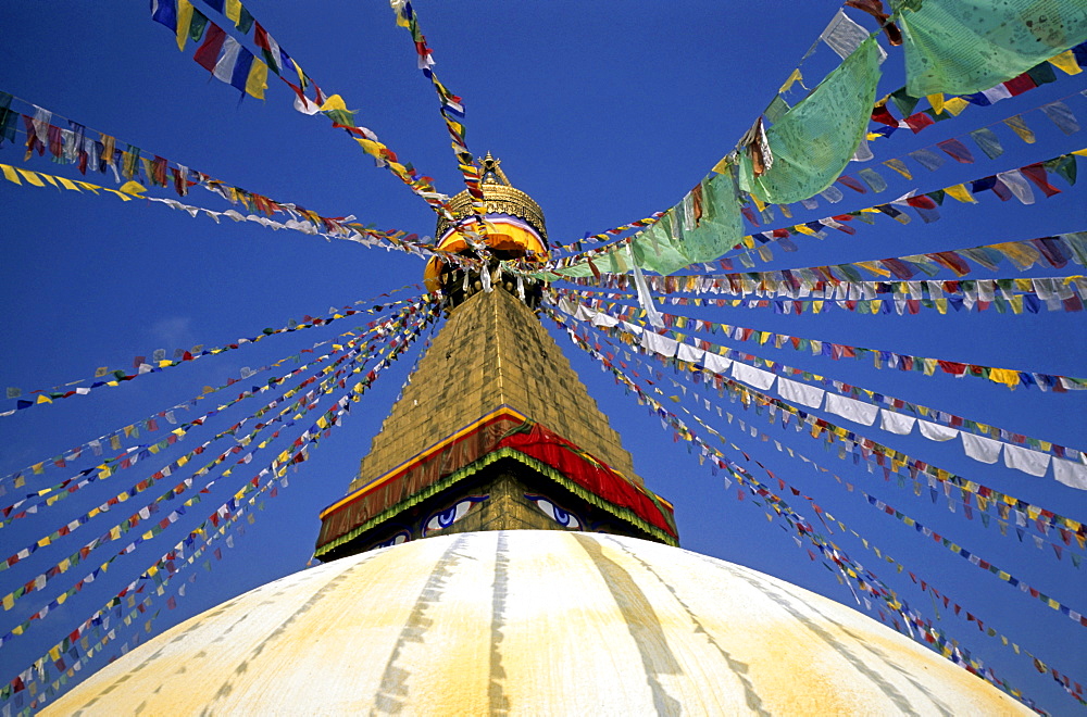 Boudhanath or Bodhnath, most important site of the Nepalese Buddhist community and largest stupa in the country, Kathmandu, Nepal, Asia