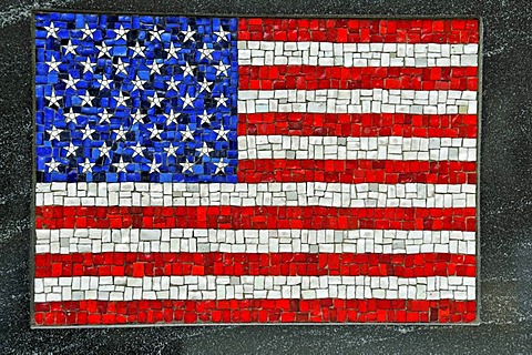 Mosaic of the US flag, monument, The Universal Soldier, Battery Park, Financial District, Manhattan, New York City, USA