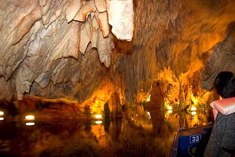 Boat-tour in the dripstone caves of Dirou, Peloponnese, Greece