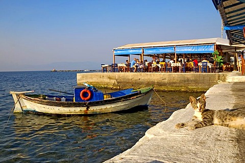 Cafe, Reastaurant, seaside-lane in Koroni, Peloponnese, Greece