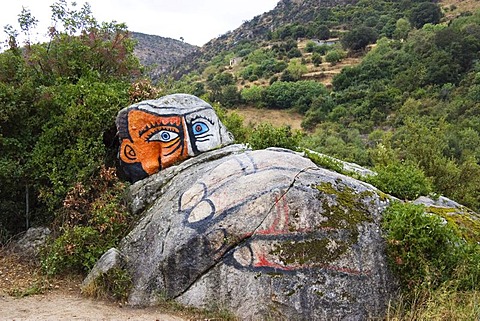 Painted rock near Orgosolo, Sardinia, Italy