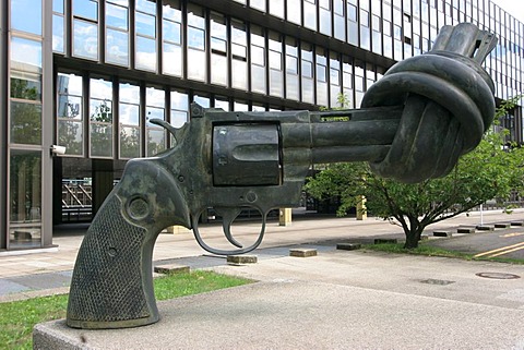 Revolver sculpture at financial district on Kirchberg , Luxembourg , Europe