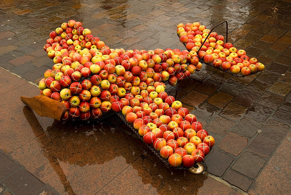 Plane modeled out of apples, Toulouse, Midi-Pyrenees, Haut-Garonne, France