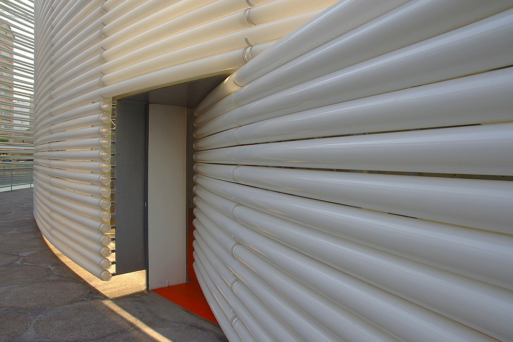 Swing door in the congress palace Manuel Rojas built by Spanish architects Jose Selgas and Lucia Cano. Badajoz, Extremadura, Spain.