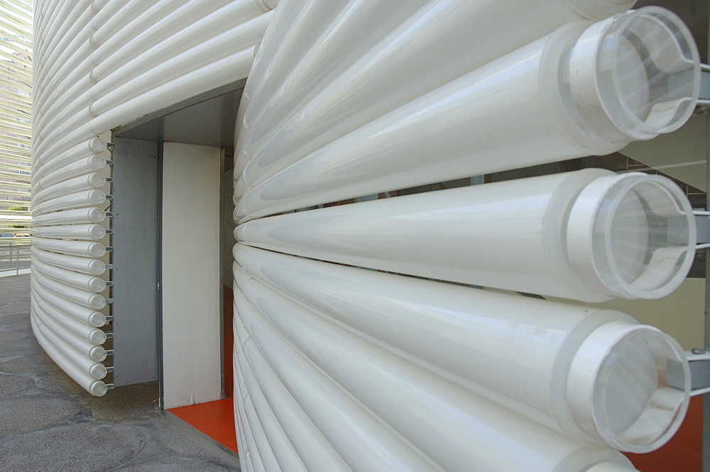 Swing door in the congress palace Manuel Rojas built by Spanish architects Jose Selgas and Lucia Cano. Badajoz, Extremadura, Spain.