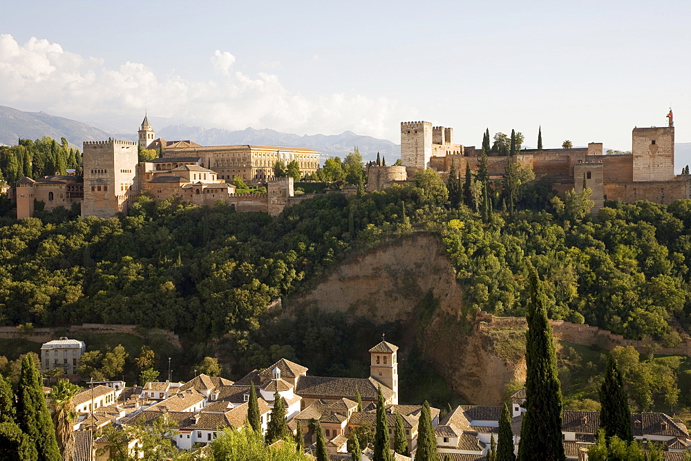 Albaicin quarter, Alhambra, moorish citadel, Nasridens palaces, palace of Karl the fifth, Granada, Andalusia, Spain, Europe