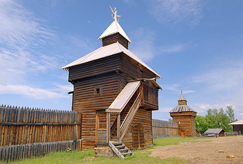 Spassky tower of the Ylym jail, 1667, Irkutsk Architectural and Ethnographic Museum "Taltsy", settlement of Talzy, Irkutsk region, Baikal, Siberia, Russian Federation, Eurasia