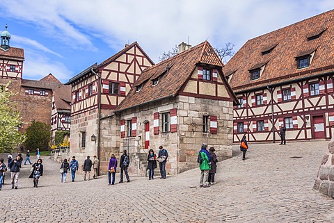 Castle courtyard and adjacent buildings, Imperial Castle, Nuremberg, Middle Franconia, Bavaria, Germany, Europe