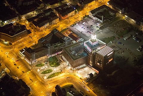 Aerial view, Dortmund "U", landmark, centre for Art and Creativity, Extraschicht 2012, annual cultural event, Dortmund, Ruhr Area, North Rhine-Westphalia, Germany, Europe