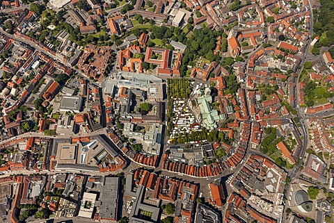 Aerial view, city centre of Muenster, Muenster region, North Rhine-Westphalia, Germany, Europe