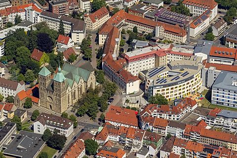 Aerial view, former collegiate church of St. Johann, Osnabrueck, Lower Saxony, Germany, Europe