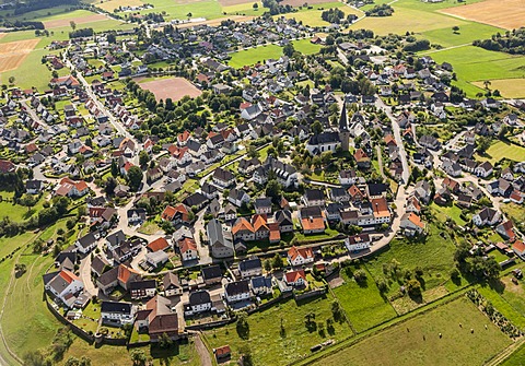 Aerial view, Kallenhardt, Ruethen, Sauerland, North Rhine-Westphalia, Germany, Europe