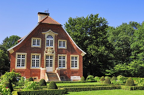 Rueschhaus building, built in 1749 by Johann Conrad Schlaun, accommodating the Annette von Droste-Huelshoff Museum, Muenster-Nienberge, Muensterland region, North Rhine-Westphalia, Germany, Europe