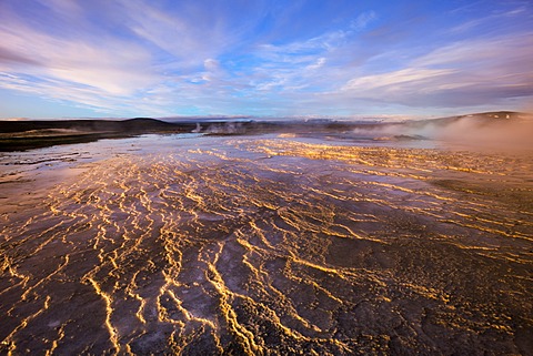 Sinter terraces, Hveravellir high-temperature or geothermal region, Highlands, Iceland, Europe