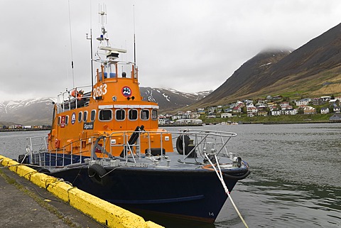 Rescue boat, Siglufjoerdur, Iceland, Northern Europe, Europe