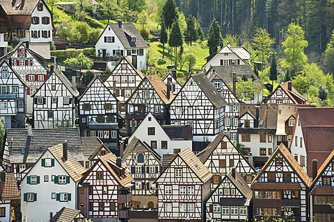 Half-timbered houses in Schiltach, Kinzigtal Valley, Black Forest, Baden-Wuerttemberg, Germany, Europe