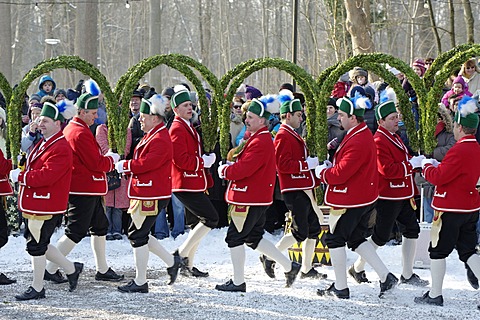 Schaefflertanz, traditional dance of the coopers, Flaucher area, Munich, Upper Bavaria, Germany, Europe