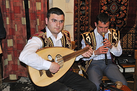 Armenian folklore music, musicians in a restaurant of Yerevan, Jerewan, Armenia, Asia