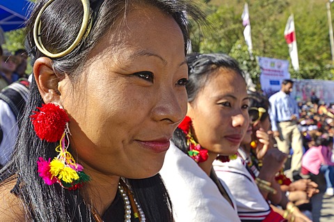 Tribal people at the annual Hornbill Festival in Kohima, India, Asia