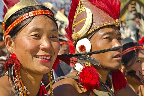 People of the Phom tribe at the annual Hornbill Festival in Kohima, India, Asia