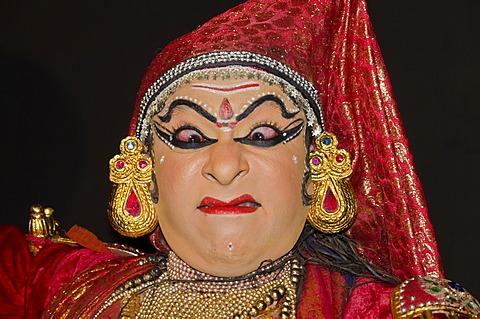 The Kathakali character Nakrathundi, Varkala, Kerala, India, Asia