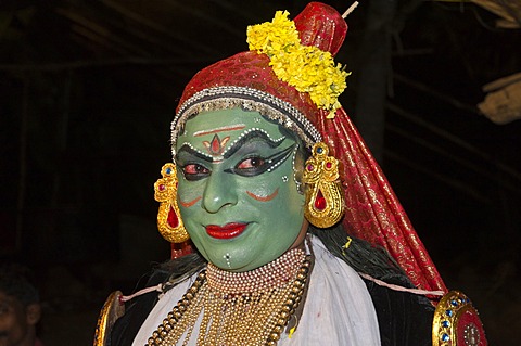 The Kathakali character Kathalastri, Perattil, Kerala, India, Asia