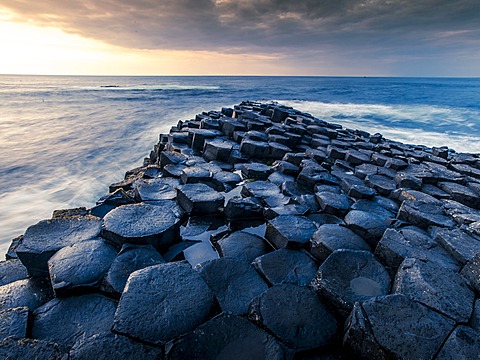 Basaltic rocks, headland with the Atlantic Ocean, Giant's Causeway, Coleraine, Northern Ireland, United Kingdom, Europe