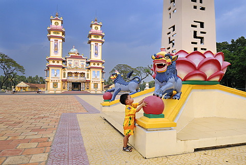 Exterior view of the Cao Dai temple, Tay Ninh, Vietnam, Asia