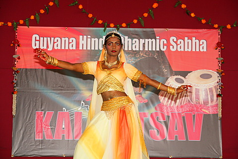 Traditional Indian dancer at a Hindu Festival, Georgetown, Guyana, South America