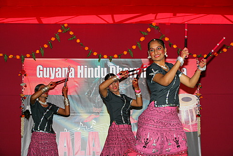 Traditional Indian dancers at a Hindu Festival in Georgetown, Guyana, South America