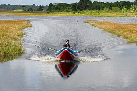 Motorboat, Lake Capoey, Guyana, South America