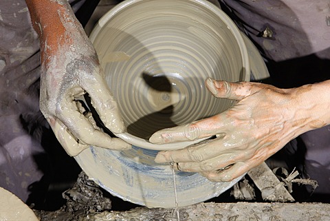 Production of pottery at a potter's wheel, Bamessing, Cameroon, Africa