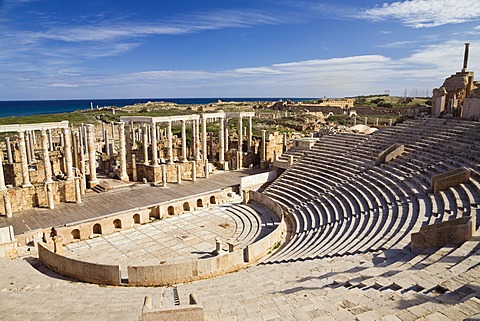 Ruins of the Roman Theatre of Leptis Magna, Libya, North Africa, Africa