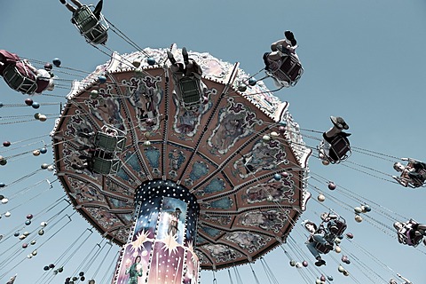 Chairoplane at the Oktoberfest festival, Munich, Upper Bavaria, Bavaria, Germany, Europe