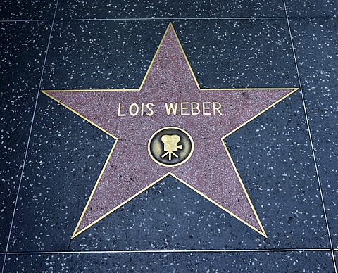 Terrazzo star for the director Lois Weber, film category, Walk of Fame, Hollywood Boulevard, Hollywood, Los Angeles, California, United States of America, USA, PublicGround