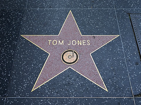 Terrazzo star for the singer Tom Jones, music category, Walk of Fame, Hollywood Boulevard, Hollywood, Los Angeles, California, United States of America, USA, PublicGround