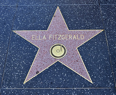 Terrazzo star for the singer Ella Fitzgerald, film category, Walk of Fame, Hollywood Boulevard, Hollywood, Los Angeles, California, United States of America, USA, PublicGround