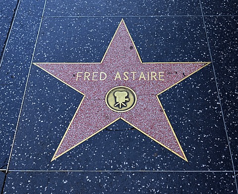 Terrazzo star for artist Fred Astaire, film category, Walk of Fame, Hollywood Boulevard, Hollywood, Los Angeles, California, United States of America, USA, PublicGround