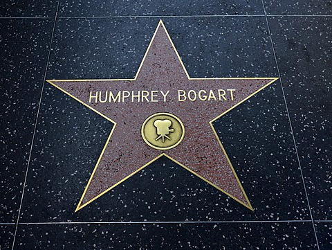 Terrazzo star for the artist Humphrey Bogart, film category, Walk of Fame, Hollywood Boulevard, Hollywood, Los Angeles, California, United States of America, USA, PublicGround