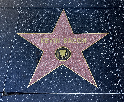 Terrazzo star for the artist Kevin Bacon, film category, Walk of Fame, Hollywood Boulevard, Hollywood, Los Angeles, California, United States of America, USA, PublicGround