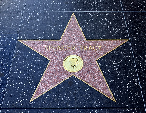 Terrazzo star for Spencer Tracy, film category, Walk of Fame, Hollywood Boulevard, Hollywood, Los Angeles, California, United States of America, USA, PublicGround