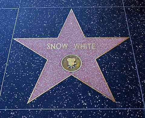 Terrazzo star for Snow White, film category, Walk of Fame, Hollywood Boulevard, Hollywood, Los Angeles, California, United States of America, USA, PublicGround