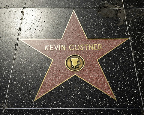 Terrazzo star for Kevin Costner, film category, Walk of Fame, Hollywood Boulevard, Hollywood, Los Angeles, California, United States of America, USA, PublicGround